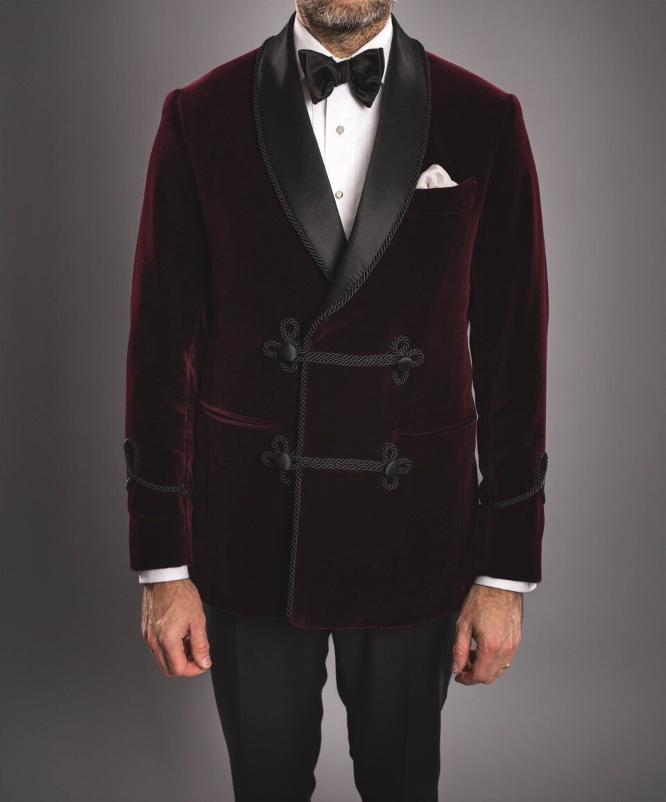 Bespoke Burgundy Velvet Smoking Jacket - He Spoke Style Shop