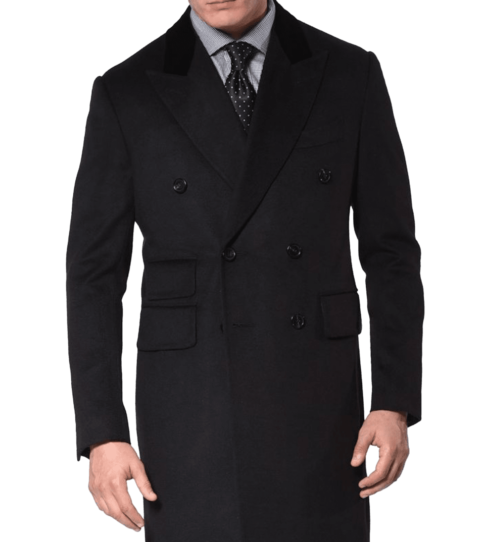 (product) Black Pure Cashmere Double-breasted Overcoat