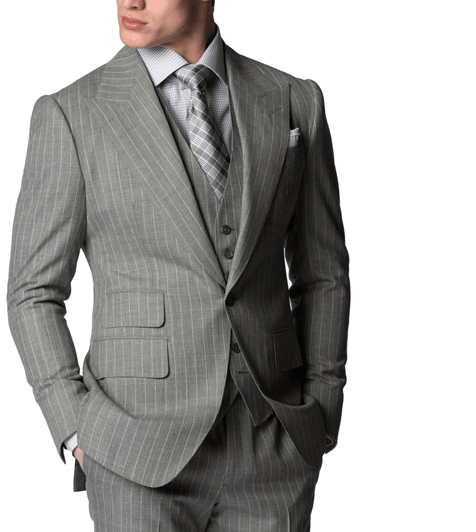 (product) Light Grey Pinstripe Bespoke Suit