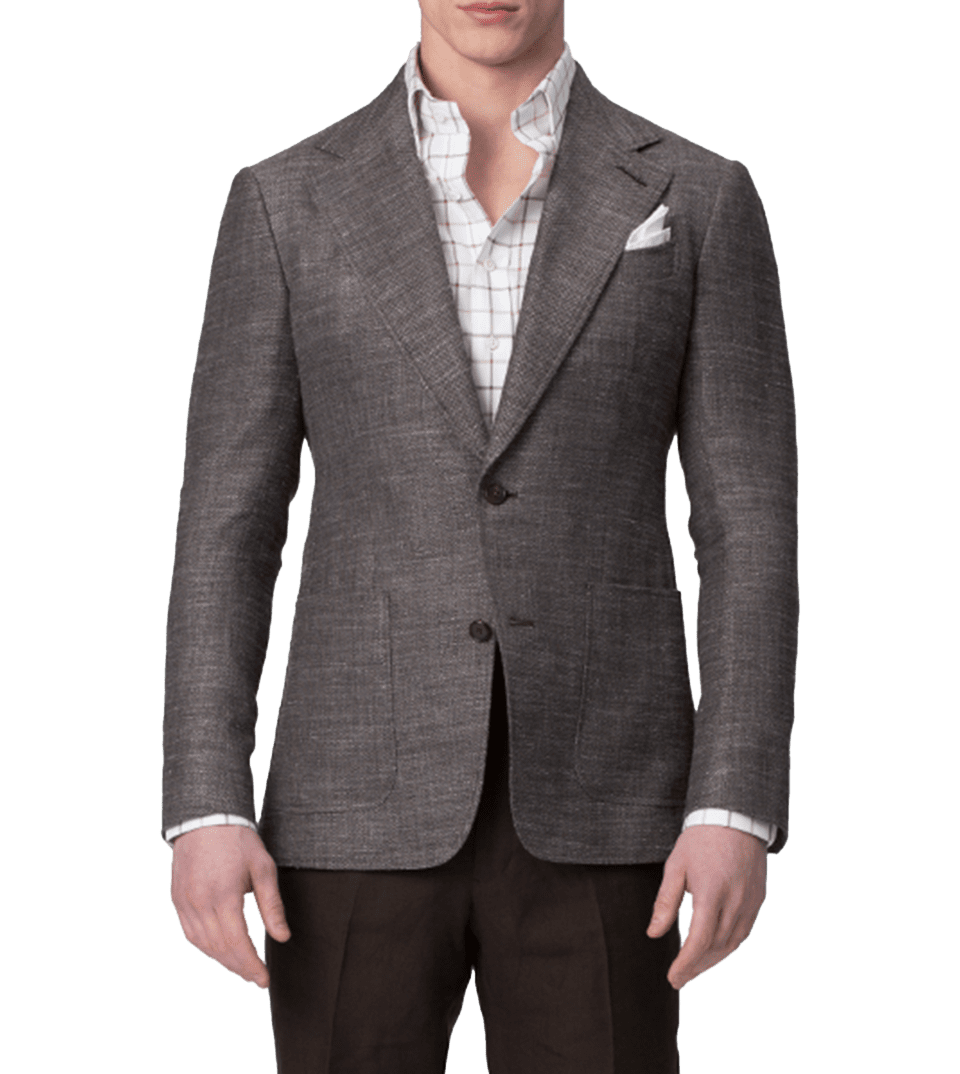 (product) Brown Textured Hopsack Bespoke Sport Coat