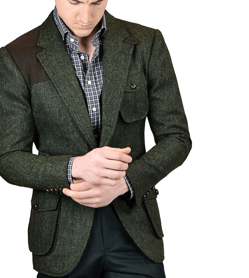 Dark Olive Herringbone Bespoke Sport Coat