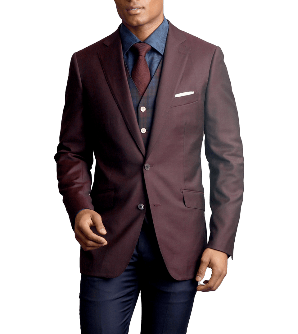 Maroon Sharkskin, two-button wool, made-to-measure Sport Coat