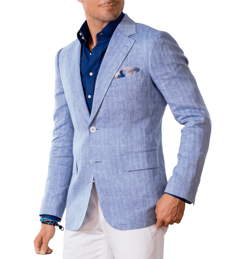 Blue and White Herringbone Sport Coat
