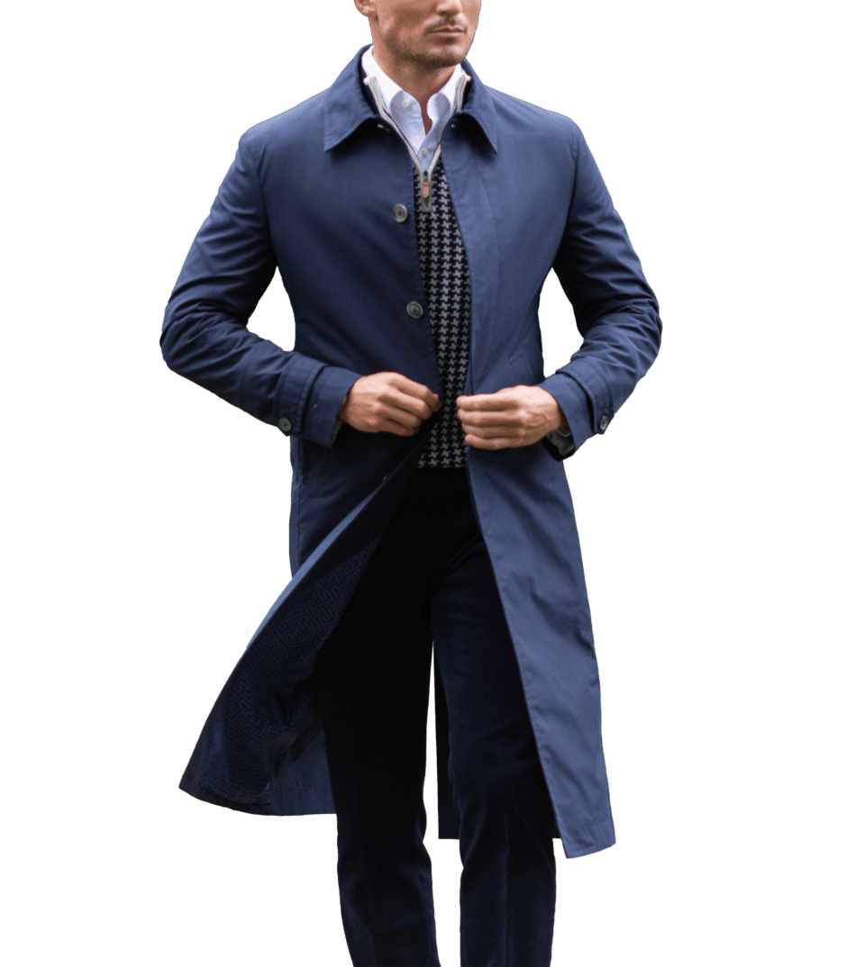 (product) Navy Solid Cotton Macintosh