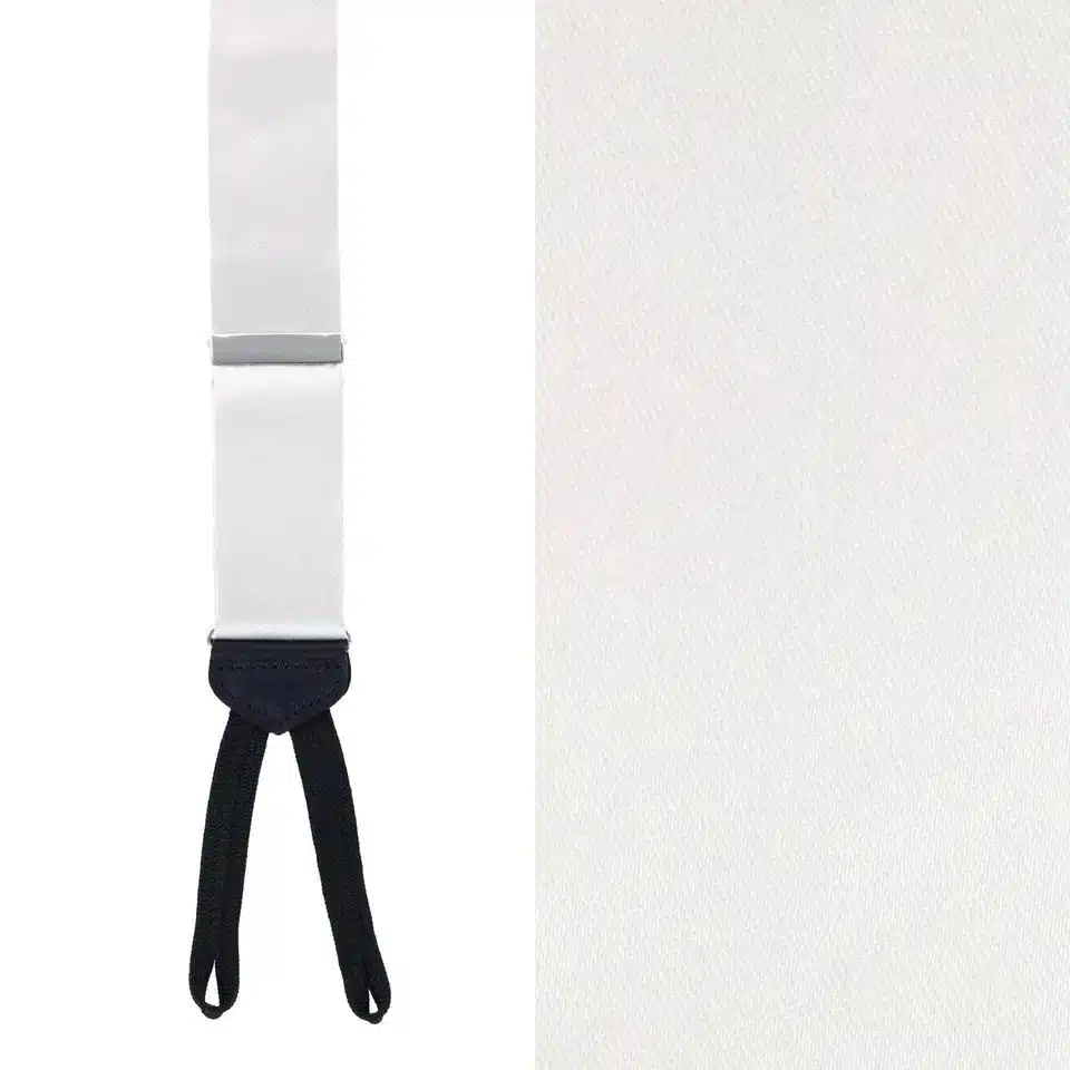Sutton Formal White Silk Suspenders
