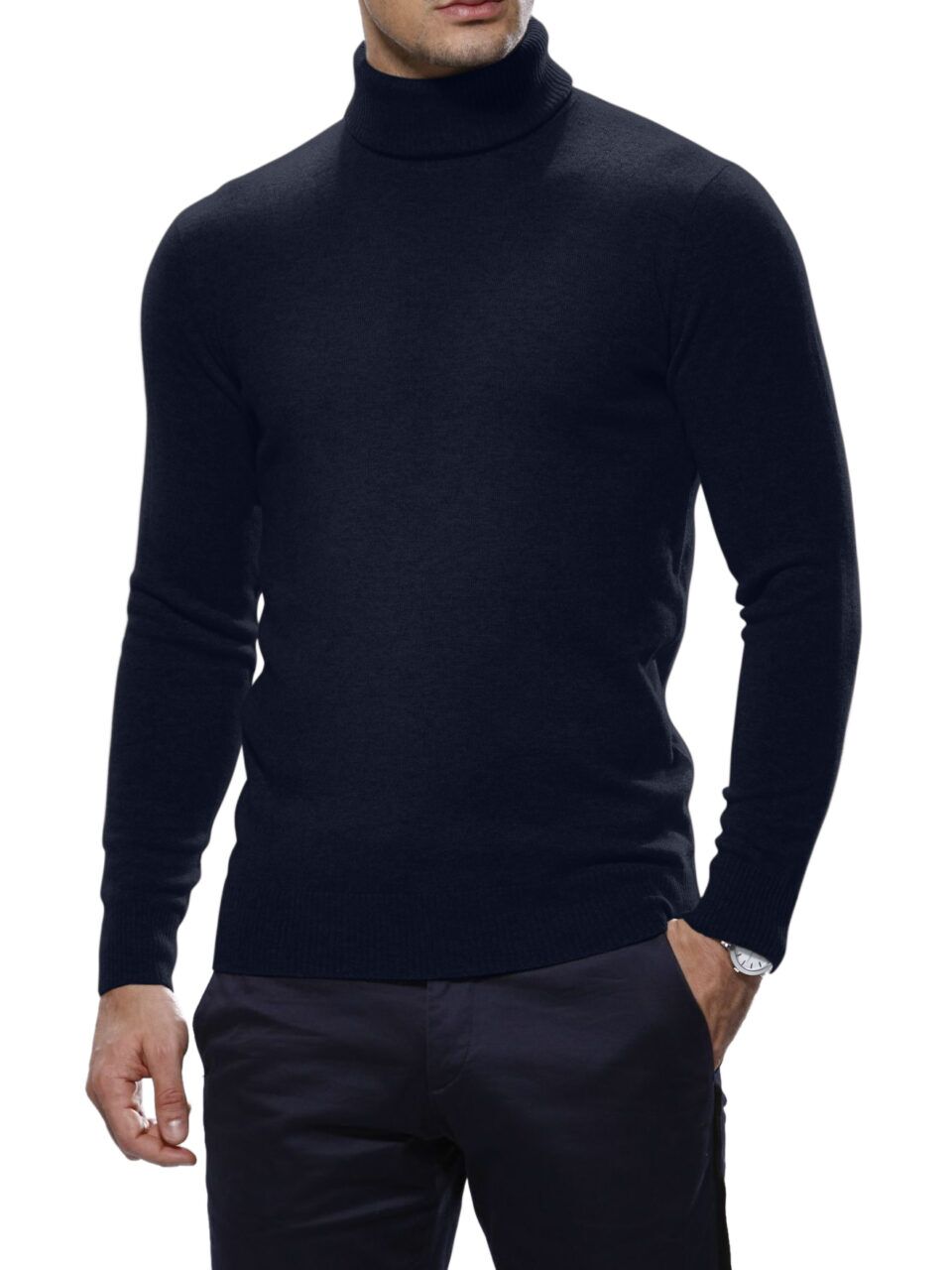 (product) Midnight Cashmere Turtle Neck Sweater