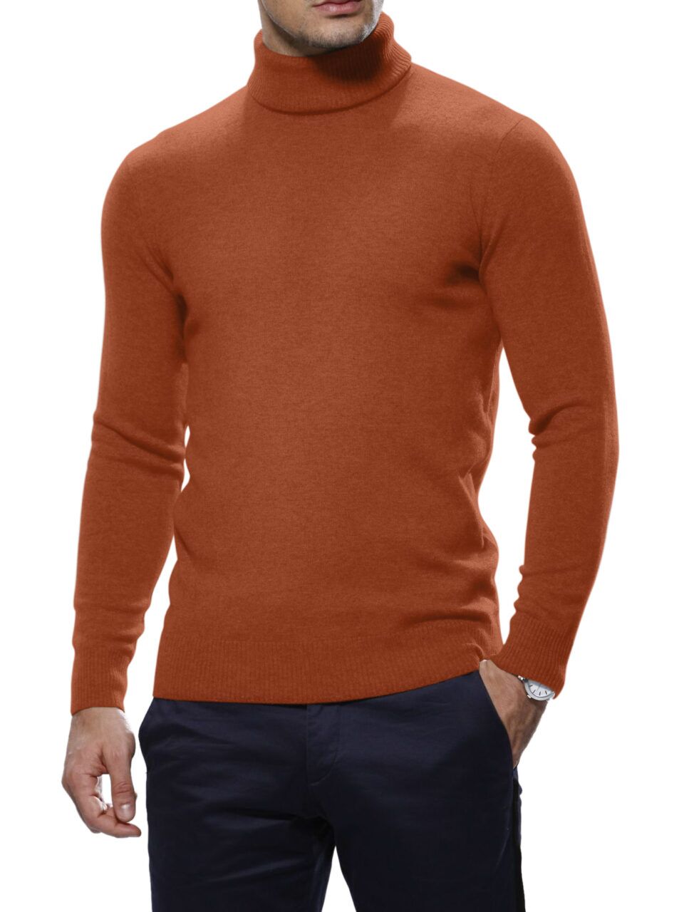 (product) Red Cashmere Turtle Neck Sweater