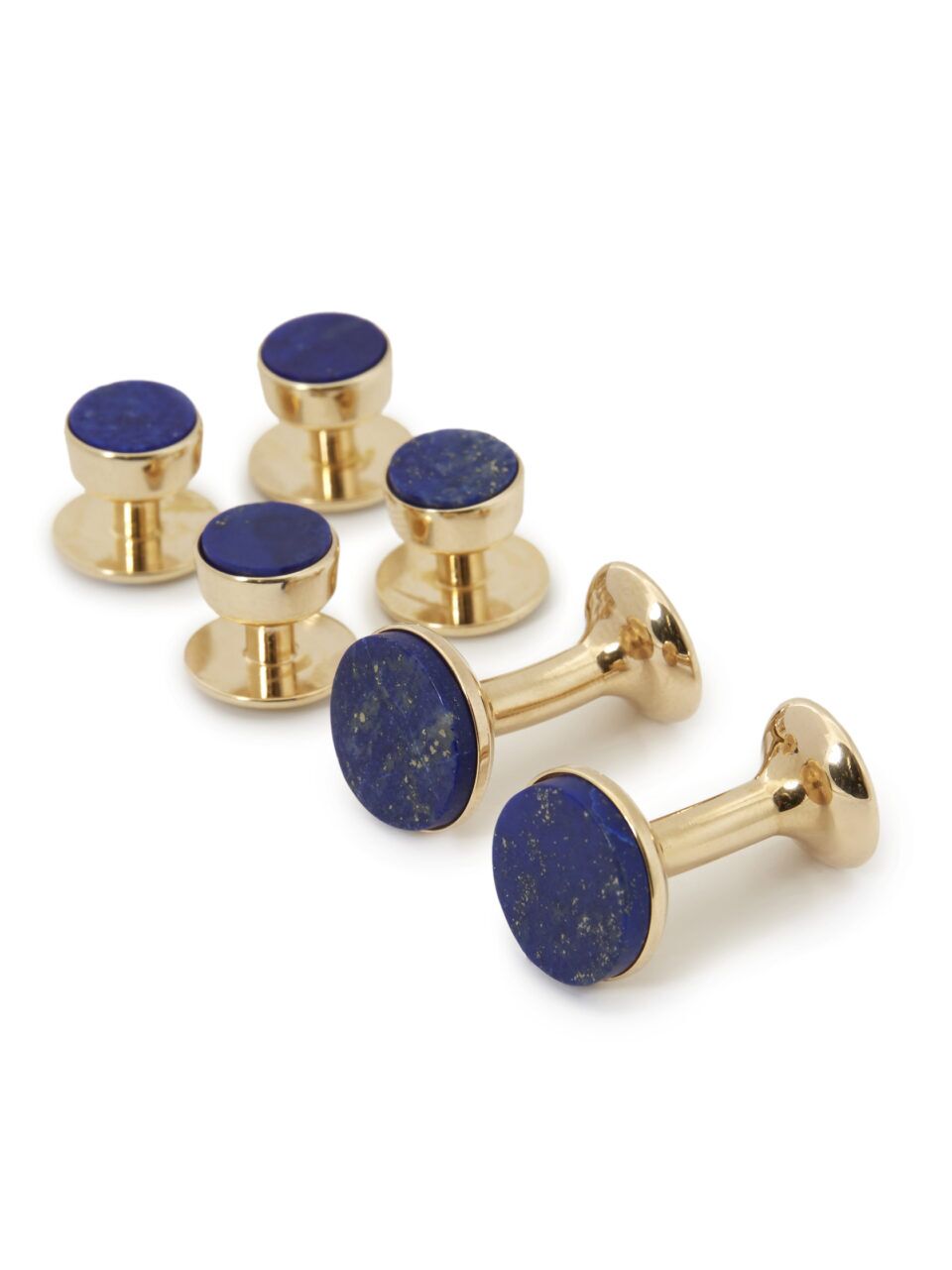 (product) Lapis Lazuli Stud and Cufflink Set (Yellow Gold)