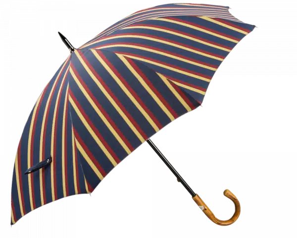 (product) Large Striped Umbrella With Chestnut Handle, Open view