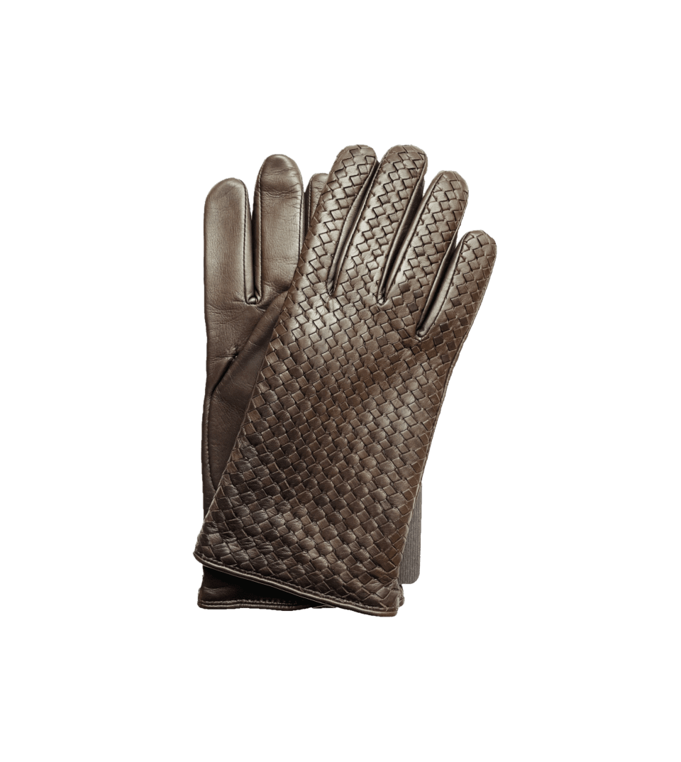 (product) Brown Woven Lambskin Gloves