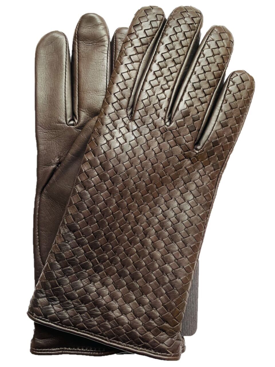(product) Brown Woven Lambskin Gloves