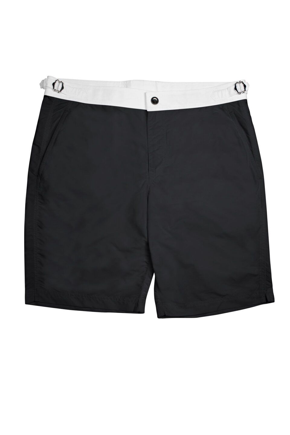 (product) Black Swim Shorts with White Waistband