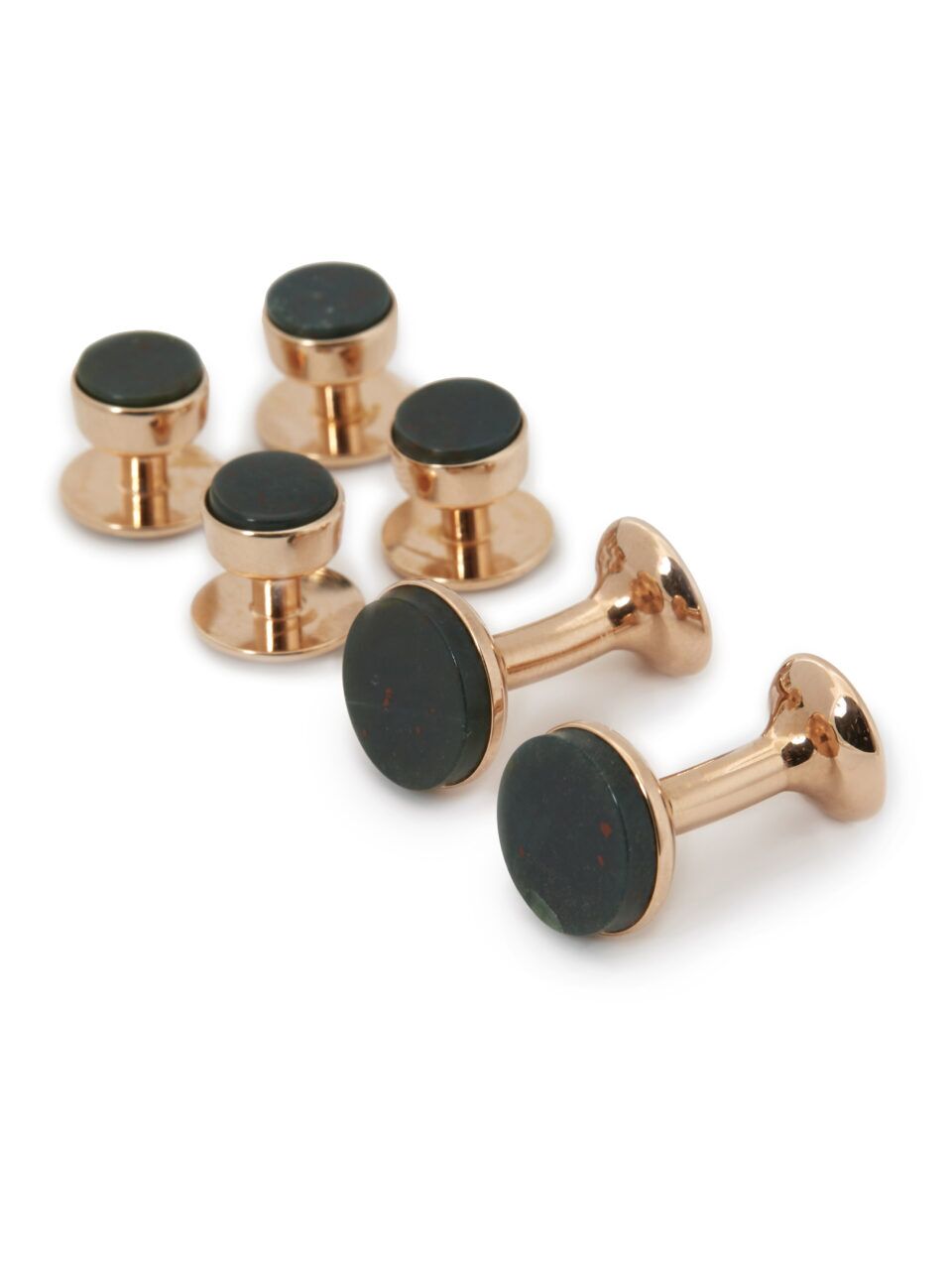 (product) Bloodstone Stud and Cufflink Set (Rose Gold)