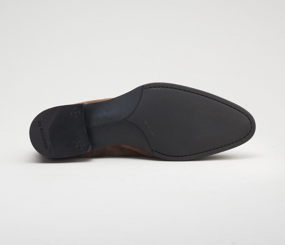 (product) Brera Farro Brown Suede Loafer, Sole view