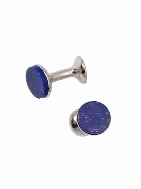 (product) Lapis Lazuli Cufflinks (White Rhodium)