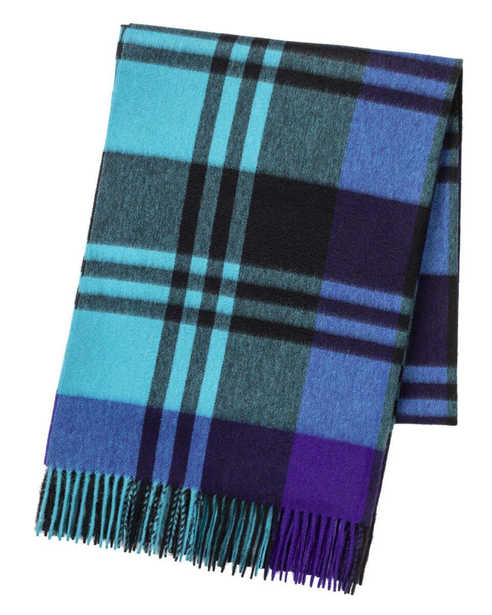 (product) Peacock Primary Black Watch Stole, Folded