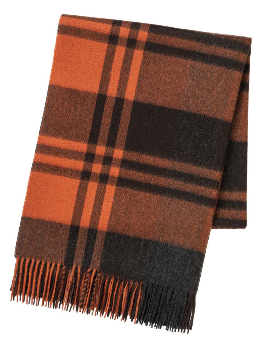 (product) Amber Primary Black Watch Stole, Folded