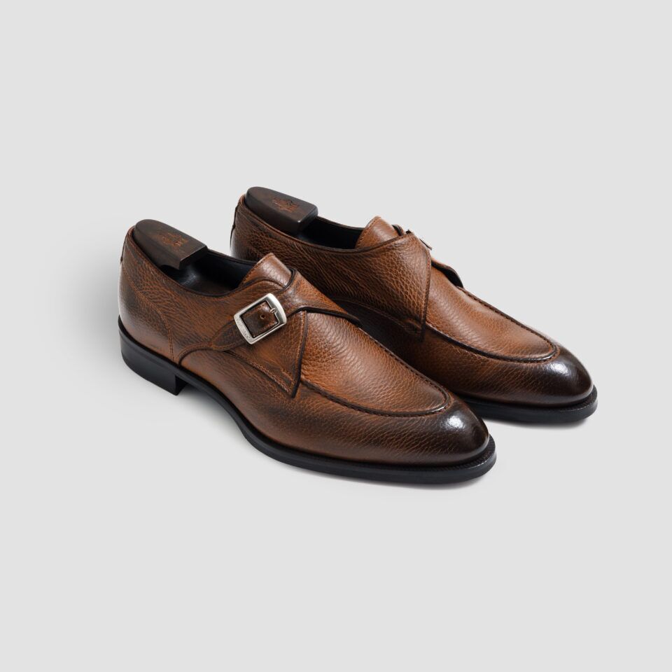 (product) Parma Cervo Havana Monk Strap, Angled pair view