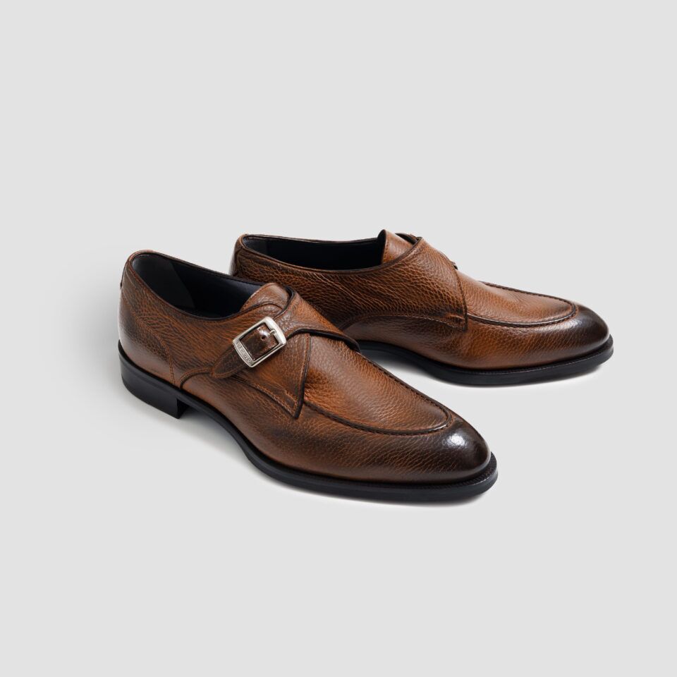 (product) Parma Cervo Havana Monk Strap, Angled pair view