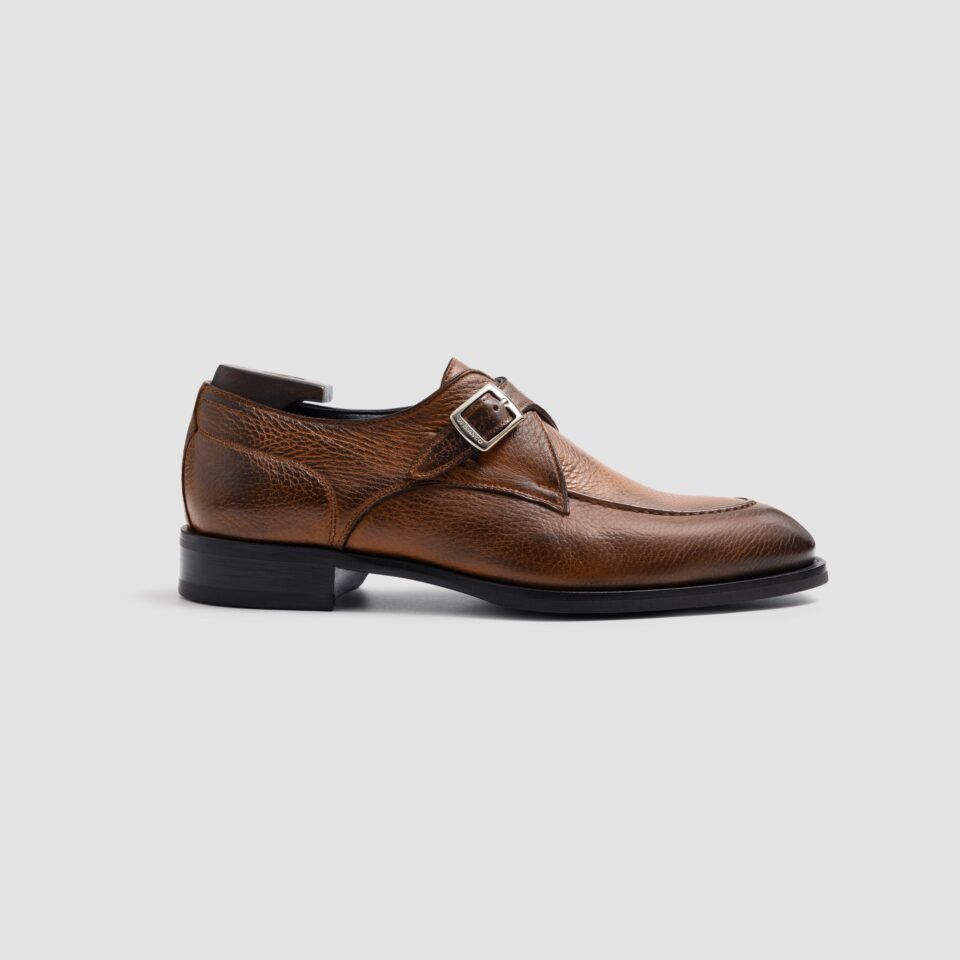 (product) Parma Cervo Havana Monk Strap, Single shoe side view