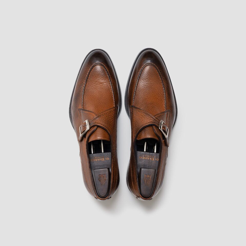 (product) Parma Cervo Havana Monk Strap, Top view of the pair