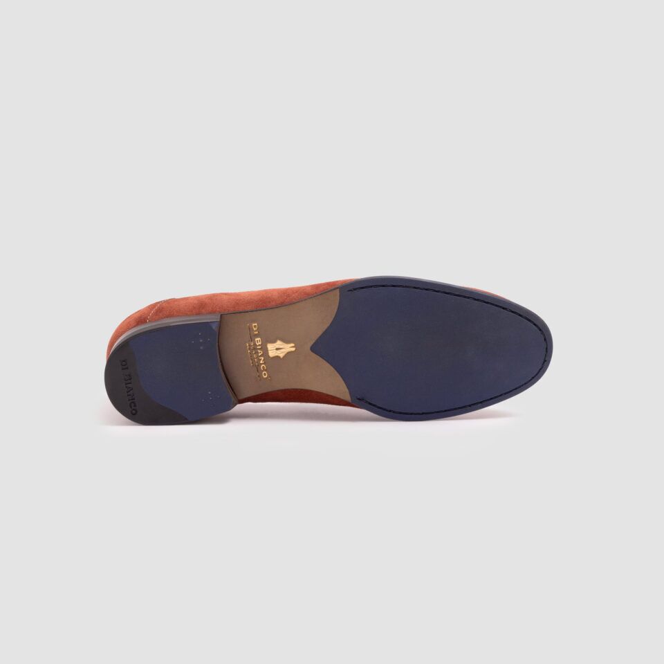 (product) Positano Suede Rust Italian Loafer, Sole view