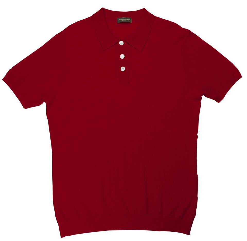 (product) Garnet Pima Cotton Link Stitch Polo