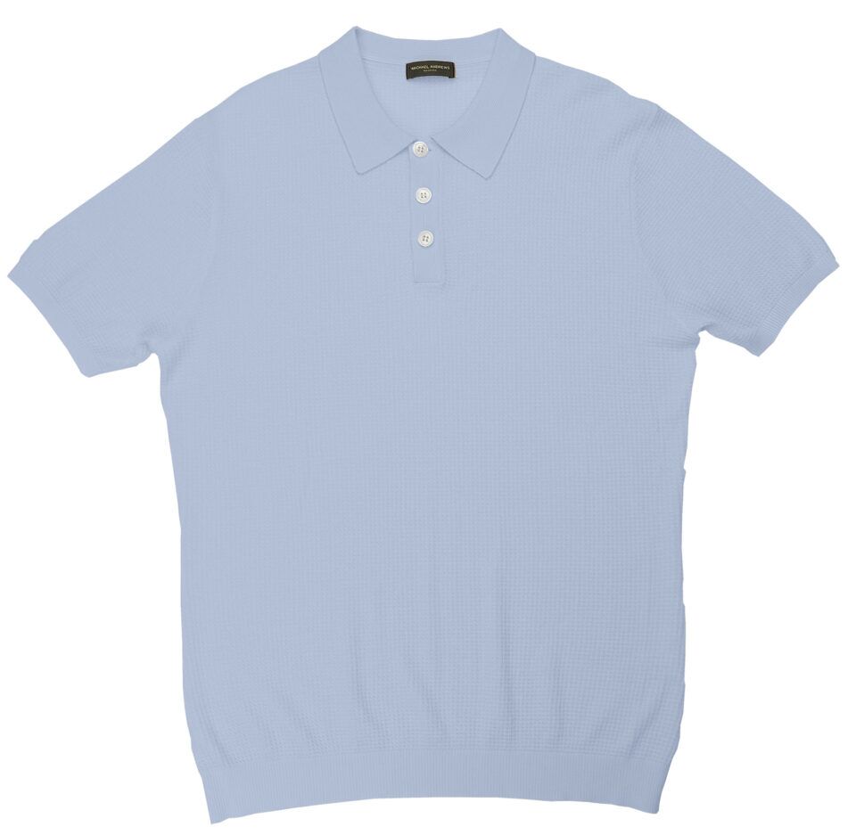 (product) Helio Silk Cashmere Link Stitch Polo