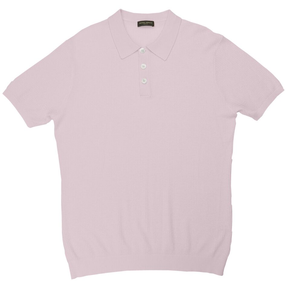(product) Jasmine Silk Cashmere Link Stitch Polo