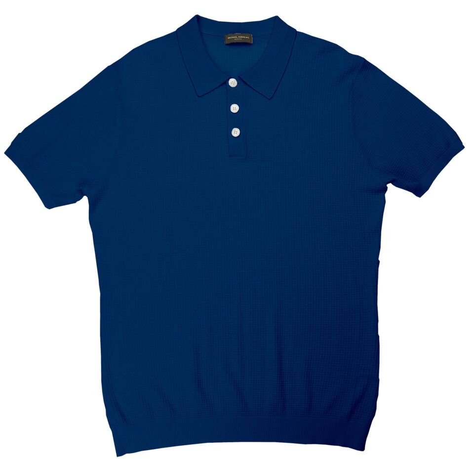 (product) Klein Silk Cashmere Link Stitch Polo