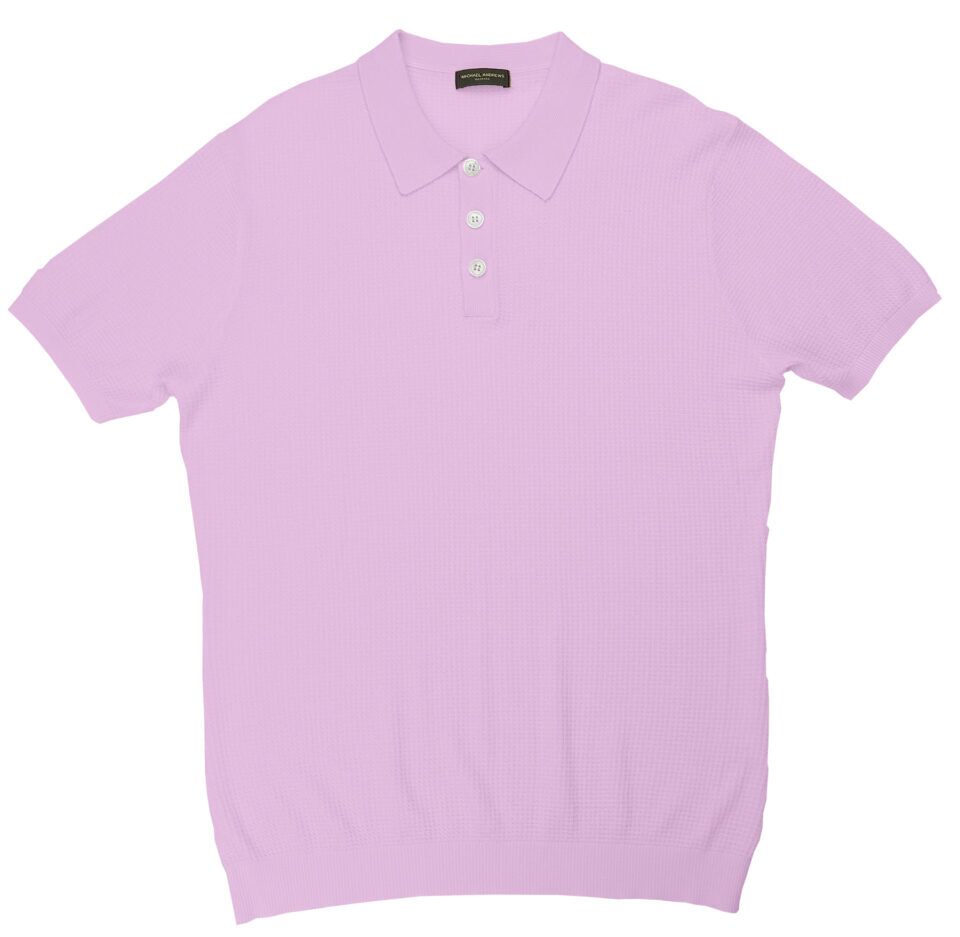 (product) Lavender Pima Cotton Link Stitch Polo