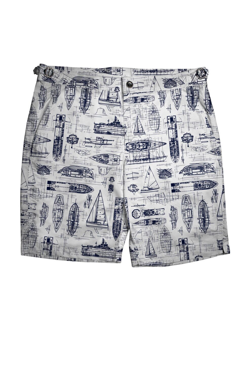 (product) White Swim Shorts with Navy Boats