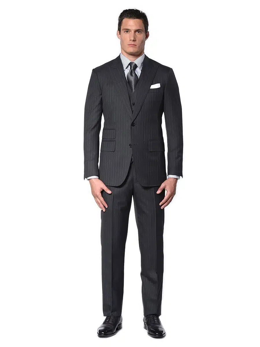 (product) Charcoal Twill Stripe Bespoke Suit