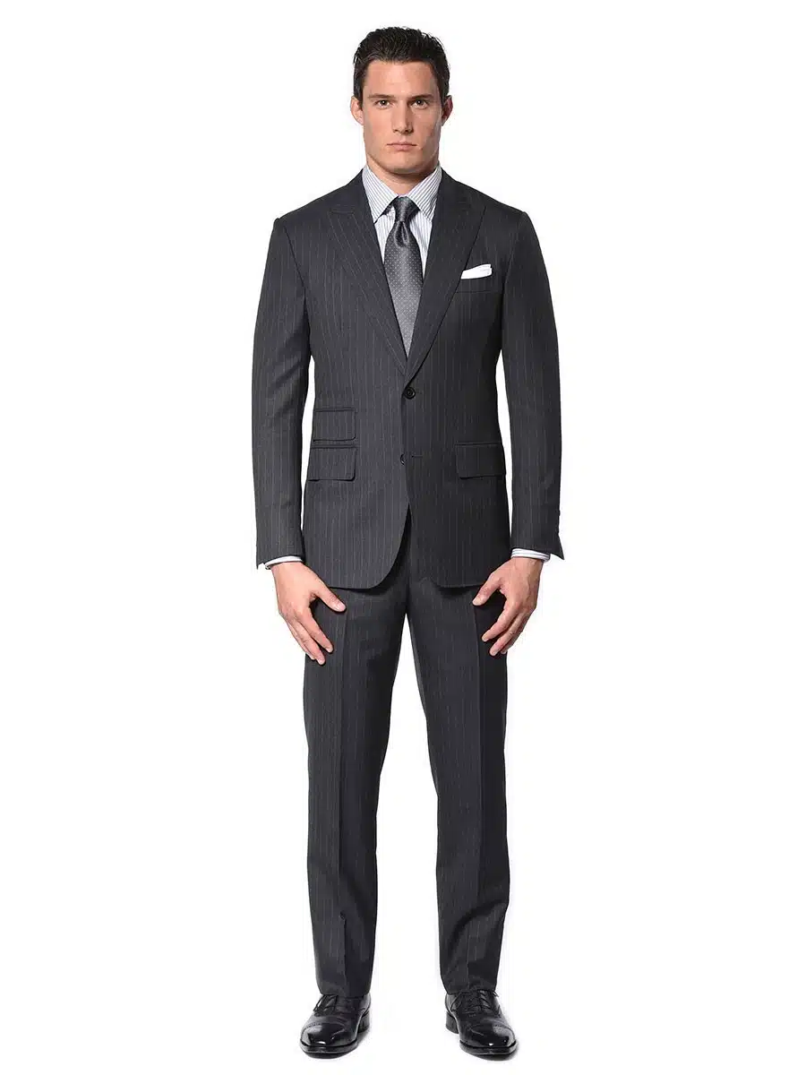 (product) Charcoal Twill Stripe Bespoke Suit