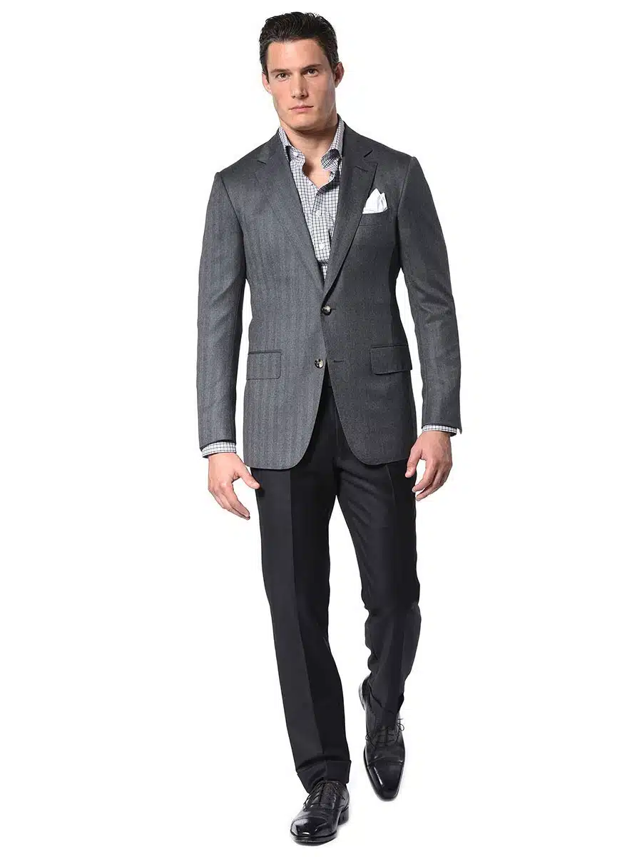 (product) Grey Herringbone Classic Bespoke Sport Coat