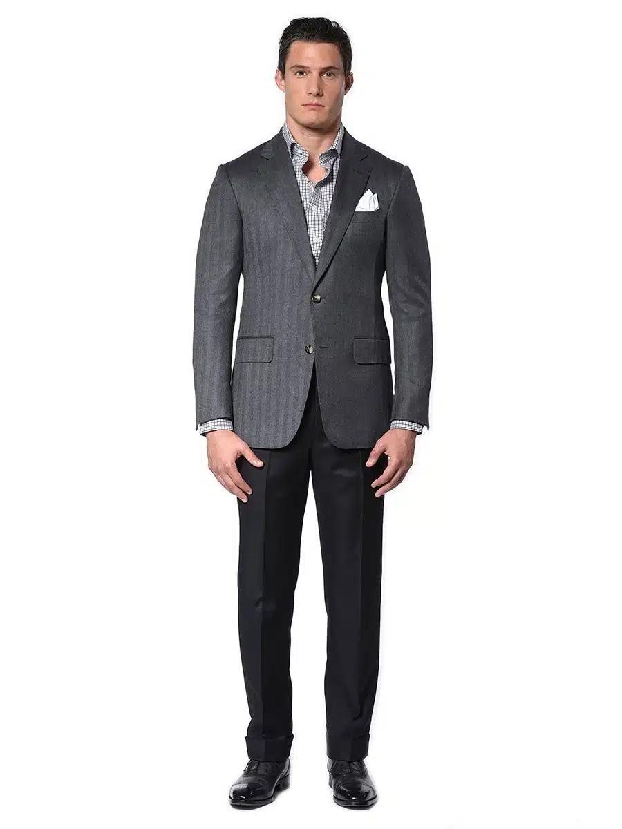 (product) Grey Herringbone Classic Bespoke Sport Coat