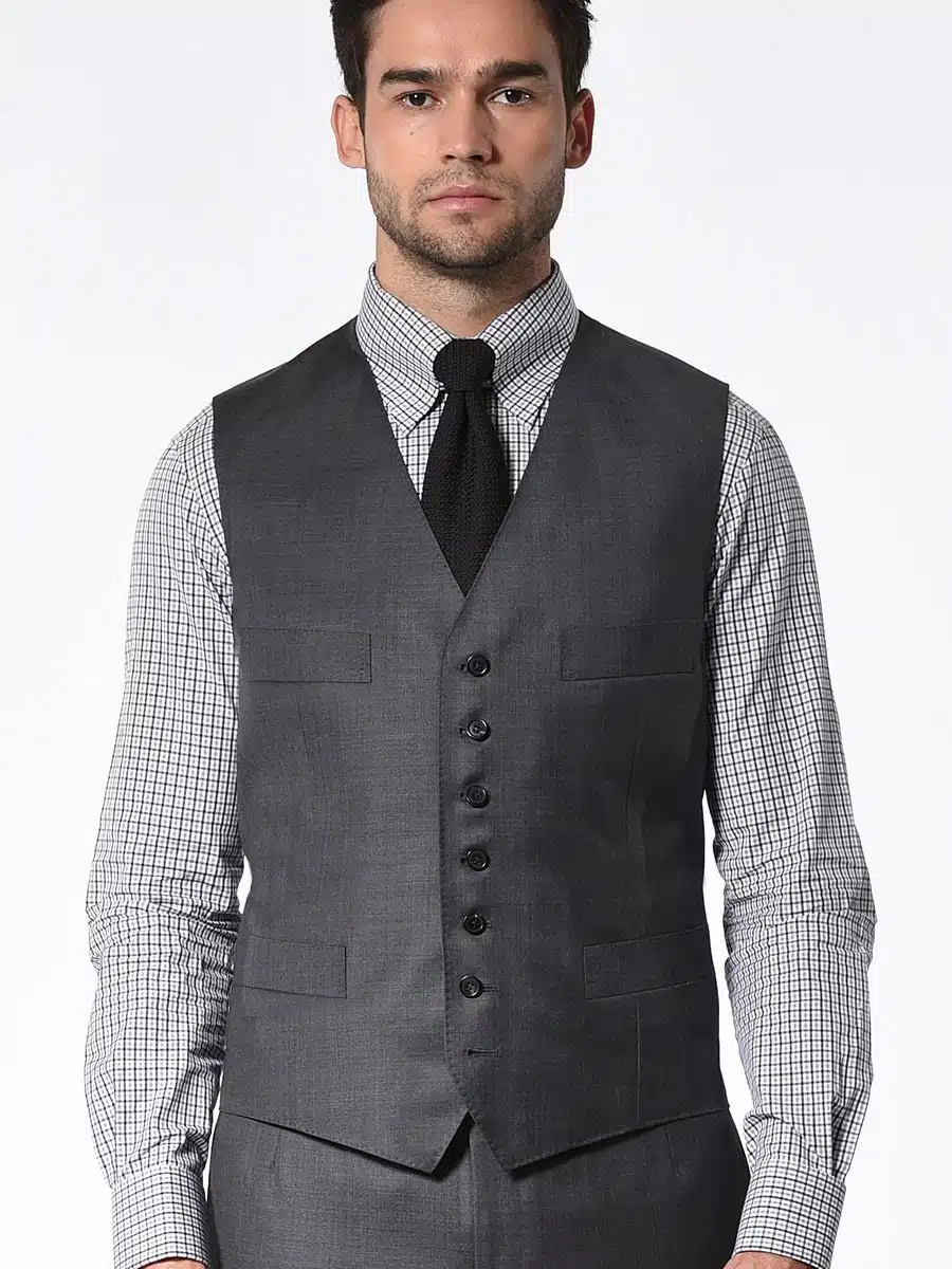 (product) Charcoal Pick & Pick Signature 7-Button Vest