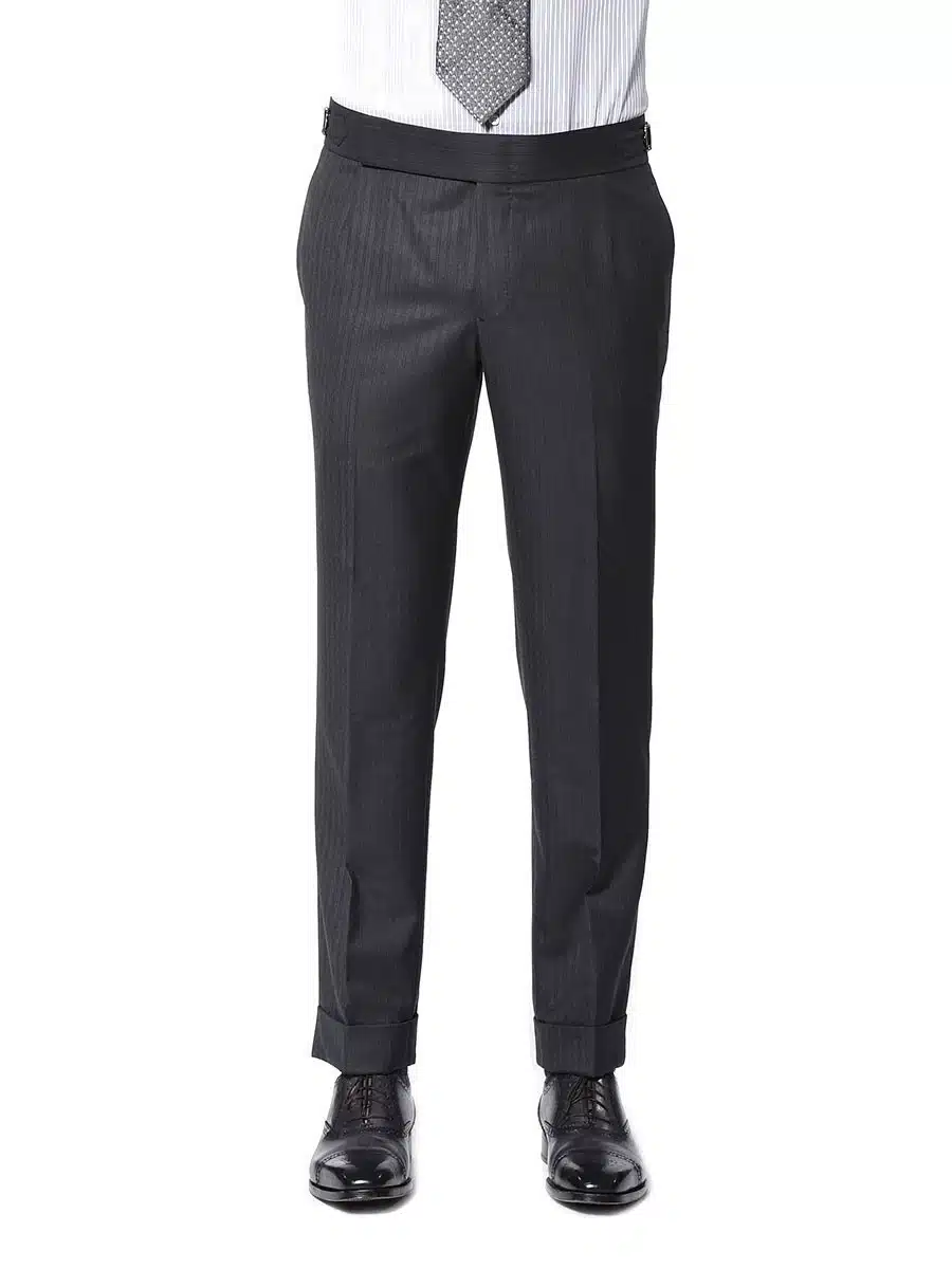 (product) Charcoal Stripe 6x2 DB Bespoke Suit, pants detail