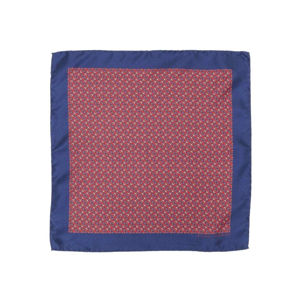 (product) Blue and Red Horse Bit Icon Pocket Square