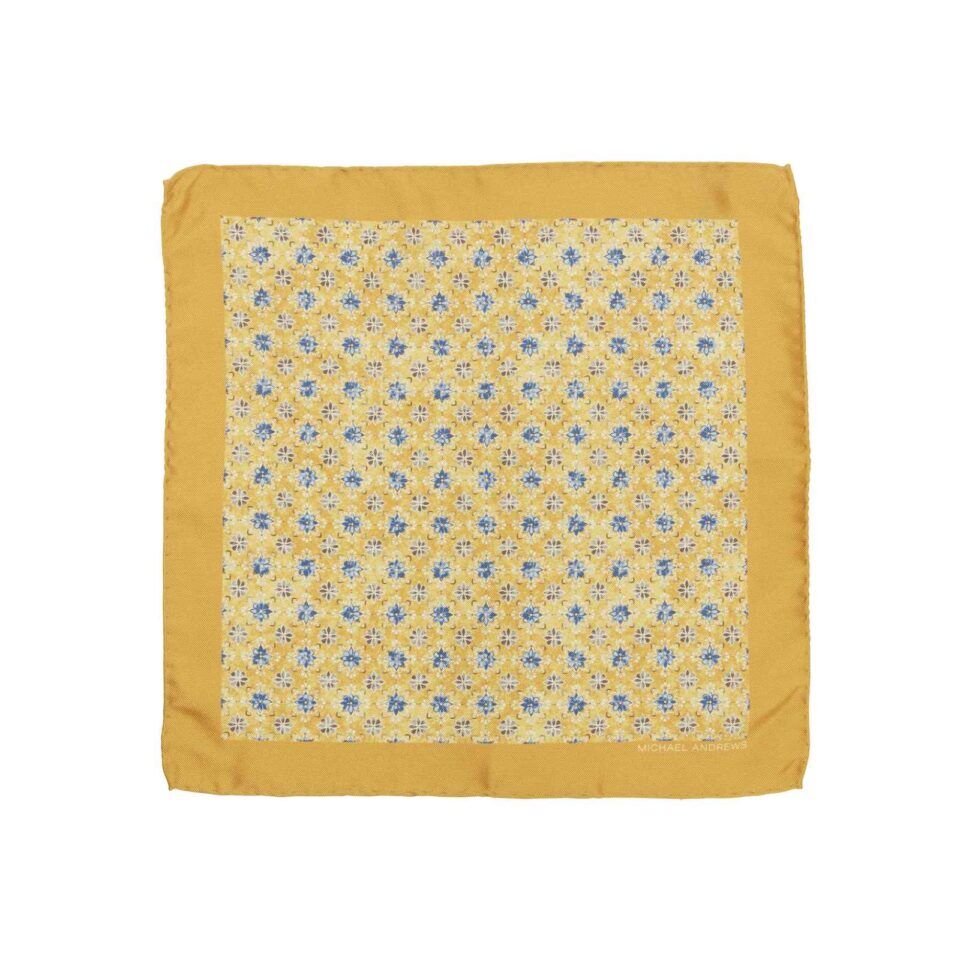 (product) Yellow Kaleidoscope Medallion Pocket Square