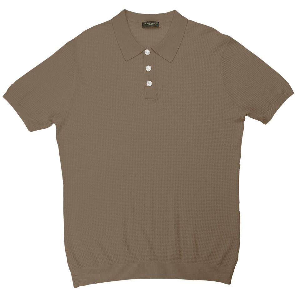 (product) Mink Silk Cashmere Link Stitch Polo