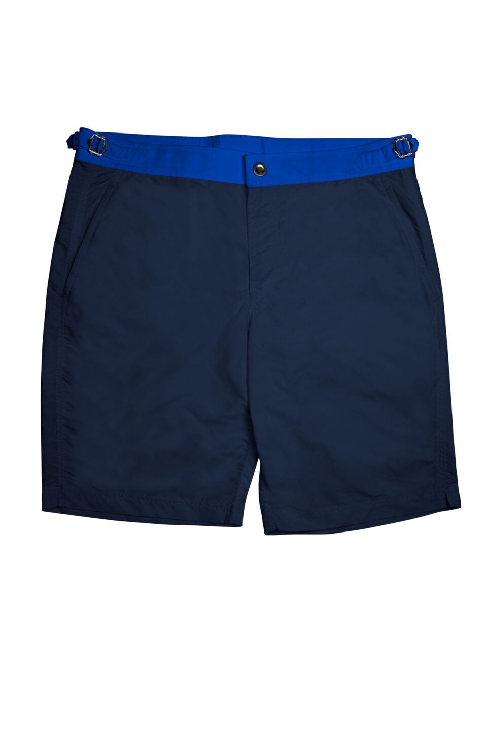 (product) Navy Blue Swim Shorts with Royal Blue Waistband