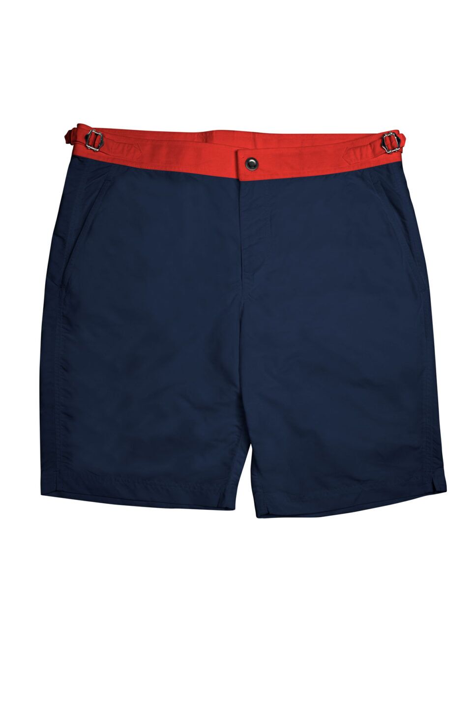 (product) Navy Blue Swim Shorts with Red Waistband