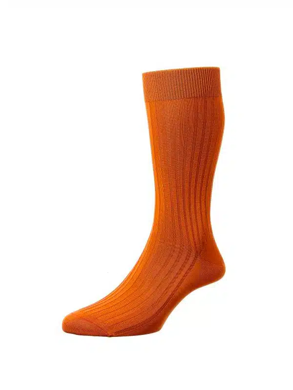 (product) Pantherella Danvers Mid-Calf Cotton Socks - Cumin