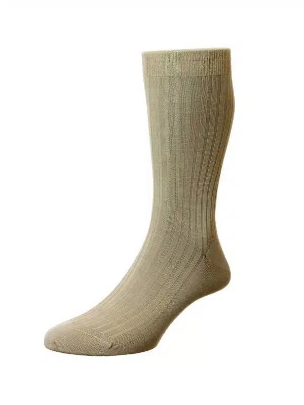 (product) Pantherella Laburnum Mid-Calf Wool Socks - Light Khaki