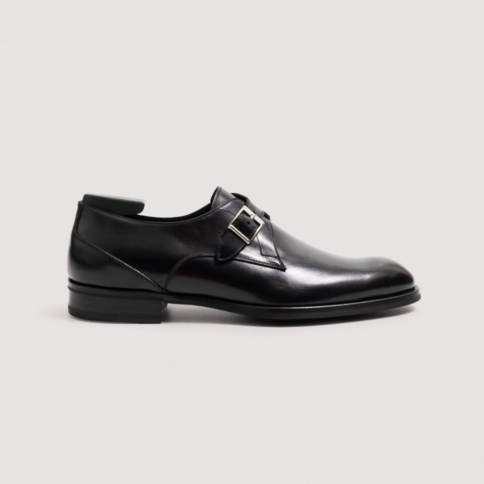 (product) Faustus Monk Strap Nero, Single shoe side view