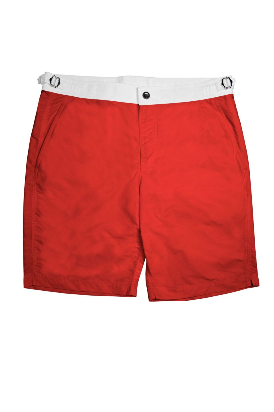 (product) Red Swim Shorts with White Waistband