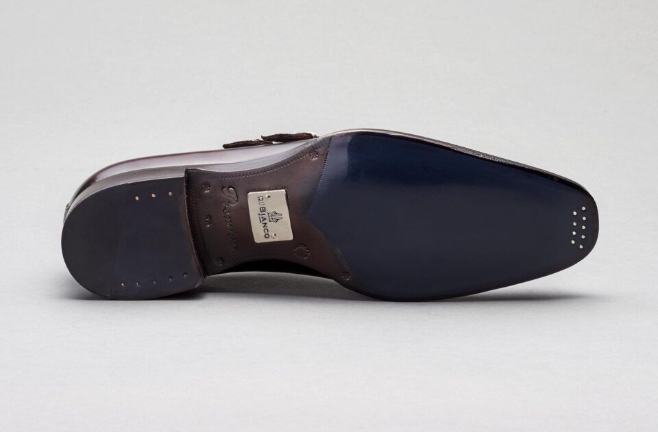 (product) Novara Nero Fondente Monk Strap, Sole view