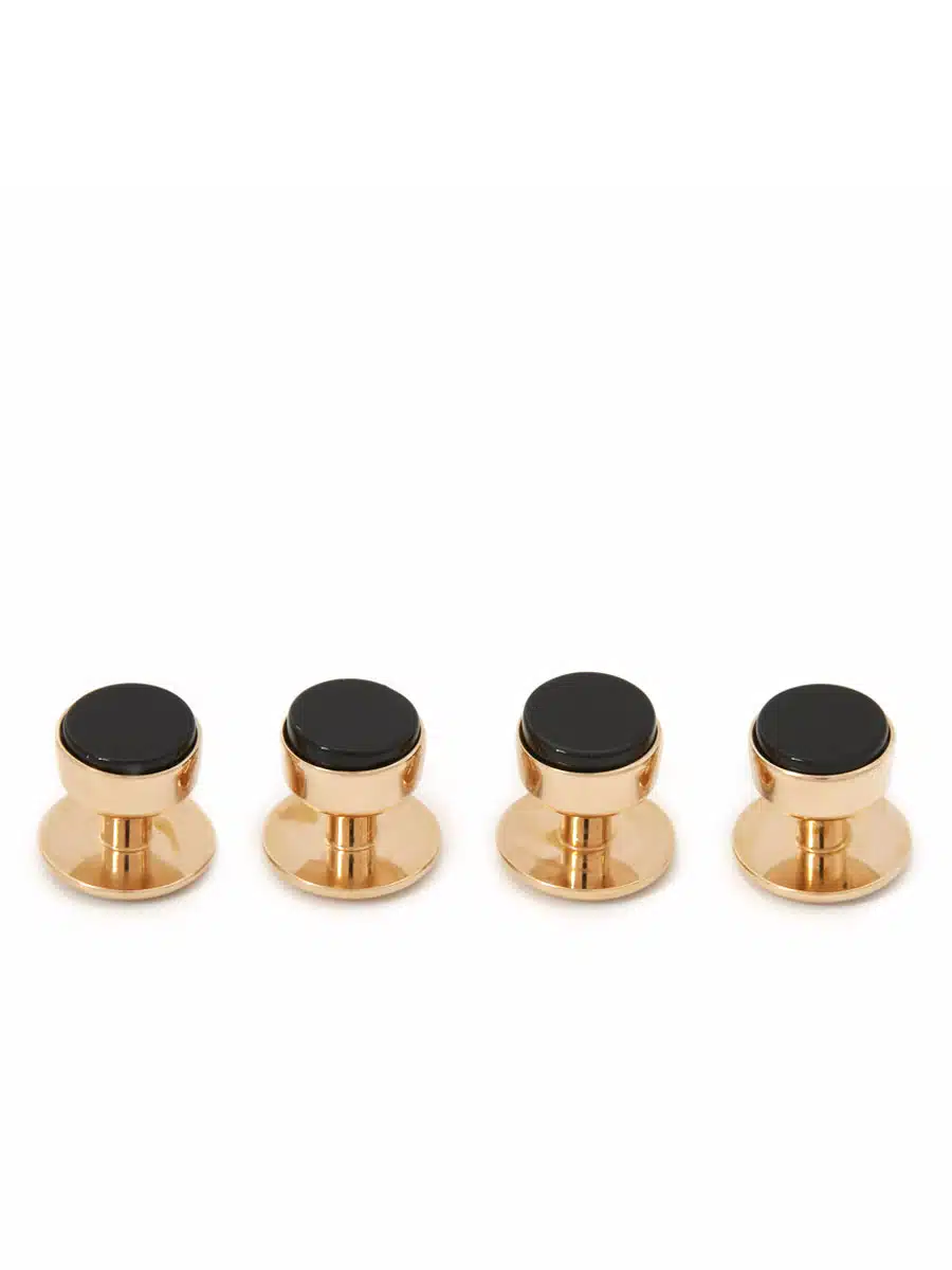 (product) Onyx Tuxedo Studs (Rose Gold)