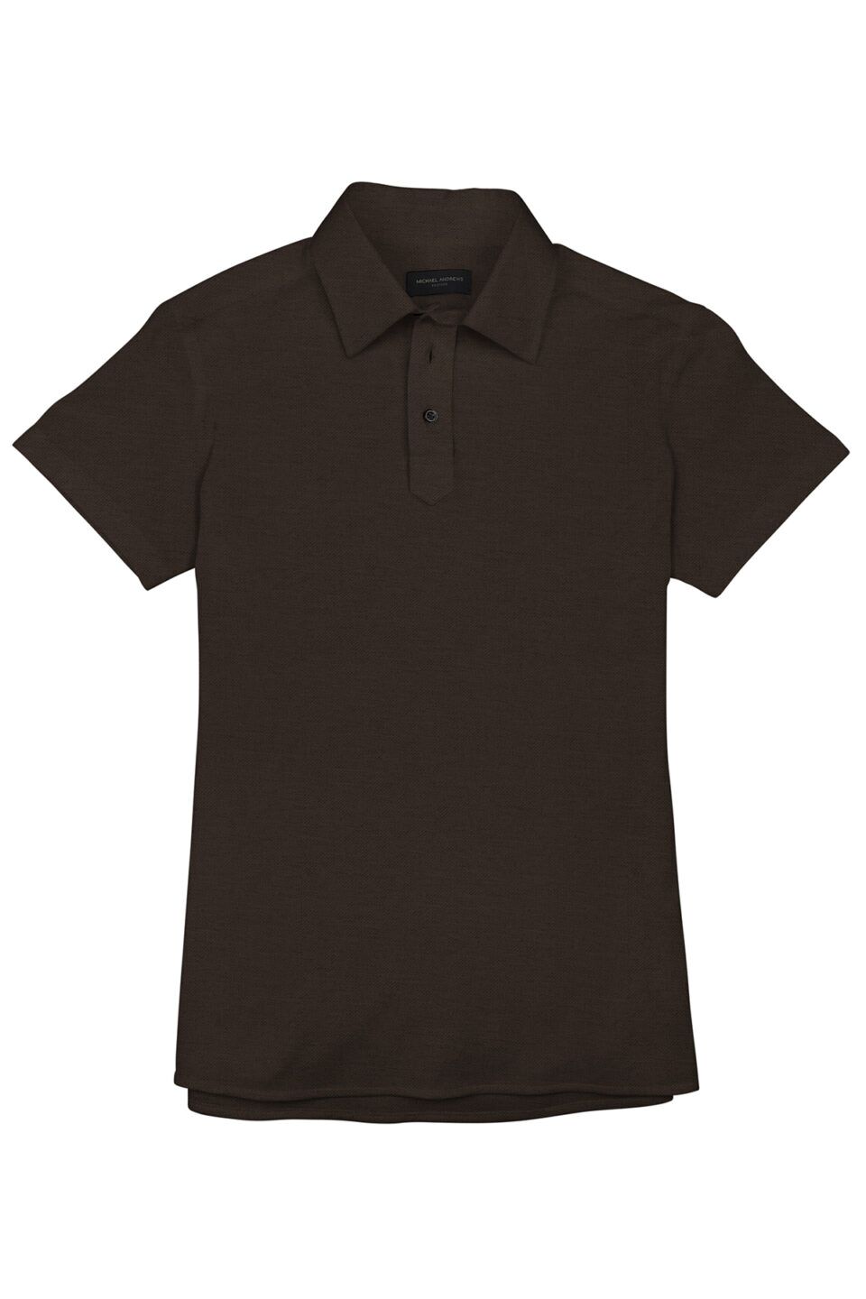 (product) Brown Pique Short Sleeve Polo Shirt, shown in a flat layout